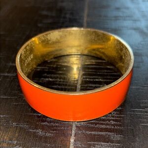 J. Crew Vibrant Orange Bangle Bracelet Enamel Wide Statement